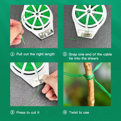 656ft (200m) Twist Ties, Garden Plant Ties with Cutter, Reusable Multifunctional Plant Ties, Fixing Vines Plant Support for Gardening Home Office(Black)