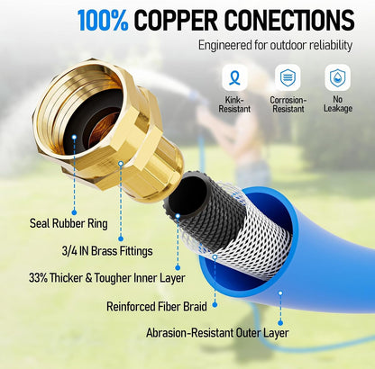 Retractable Garden Hose Reel with 5/8" 50ft Hot/Cold Water Pipe
