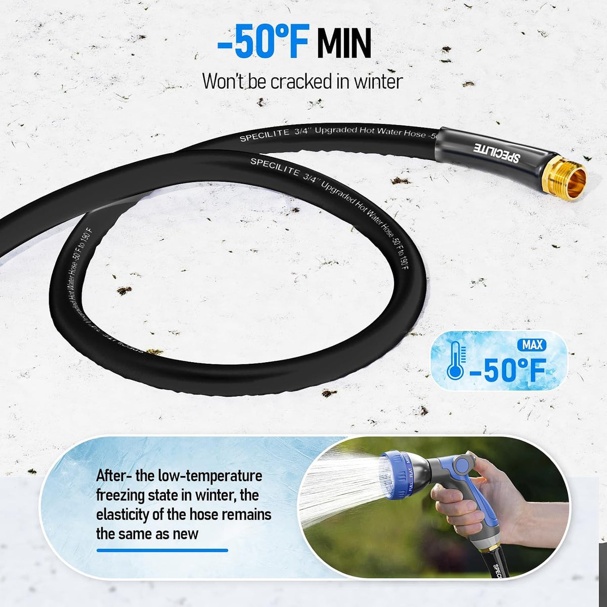 Retractable Garden Hose Reel with 5/8" 50ft Hot/Cold Water Pipe
