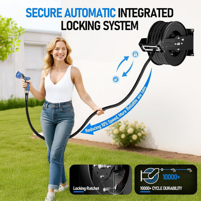 Retractable Garden Hose Reel with 5/8" 50ft Hot/Cold Water Pipe