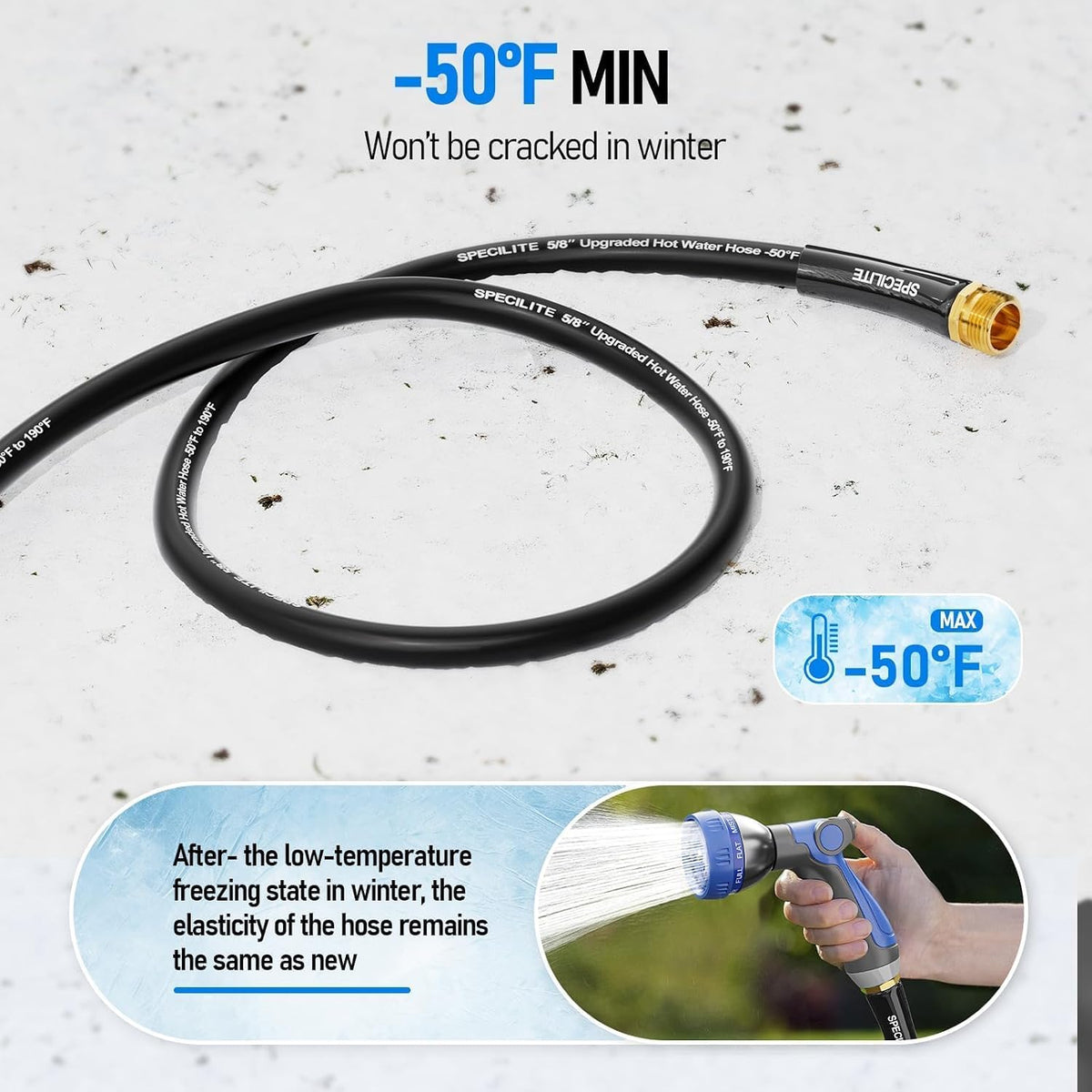 Retractable Garden Hose Reel with 5/8" 50ft Hot/Cold Water Pipe