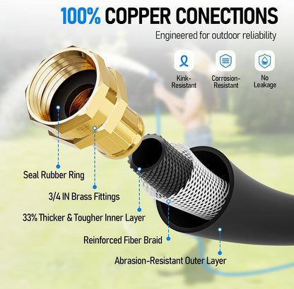 Retractable Garden Hose Reel with 5/8" 50ft Hot/Cold Water Pipe