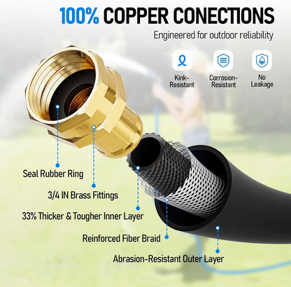 Retractable Garden Hose Reel with 5/8" 50ft Hot/Cold Water Pipe