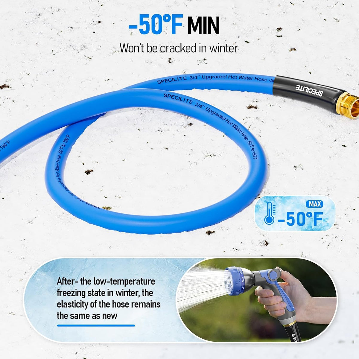 Retractable Garden Hose Reel with 5/8" 50ft Hot/Cold Water Pipe