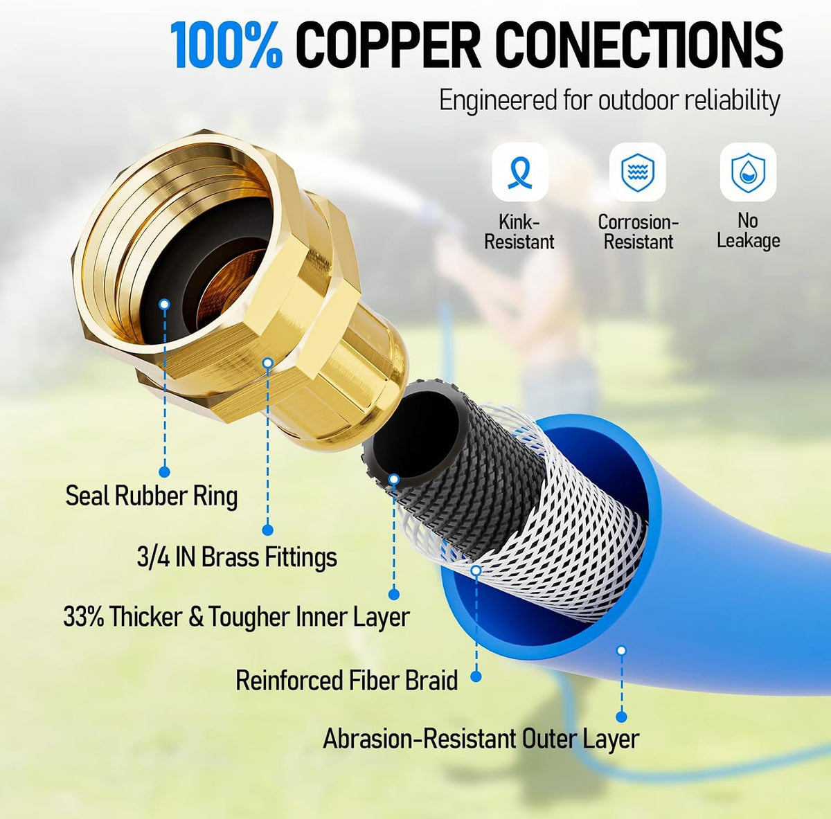 Retractable Garden Hose Reel with 5/8" 50ft Hot/Cold Water Pipe