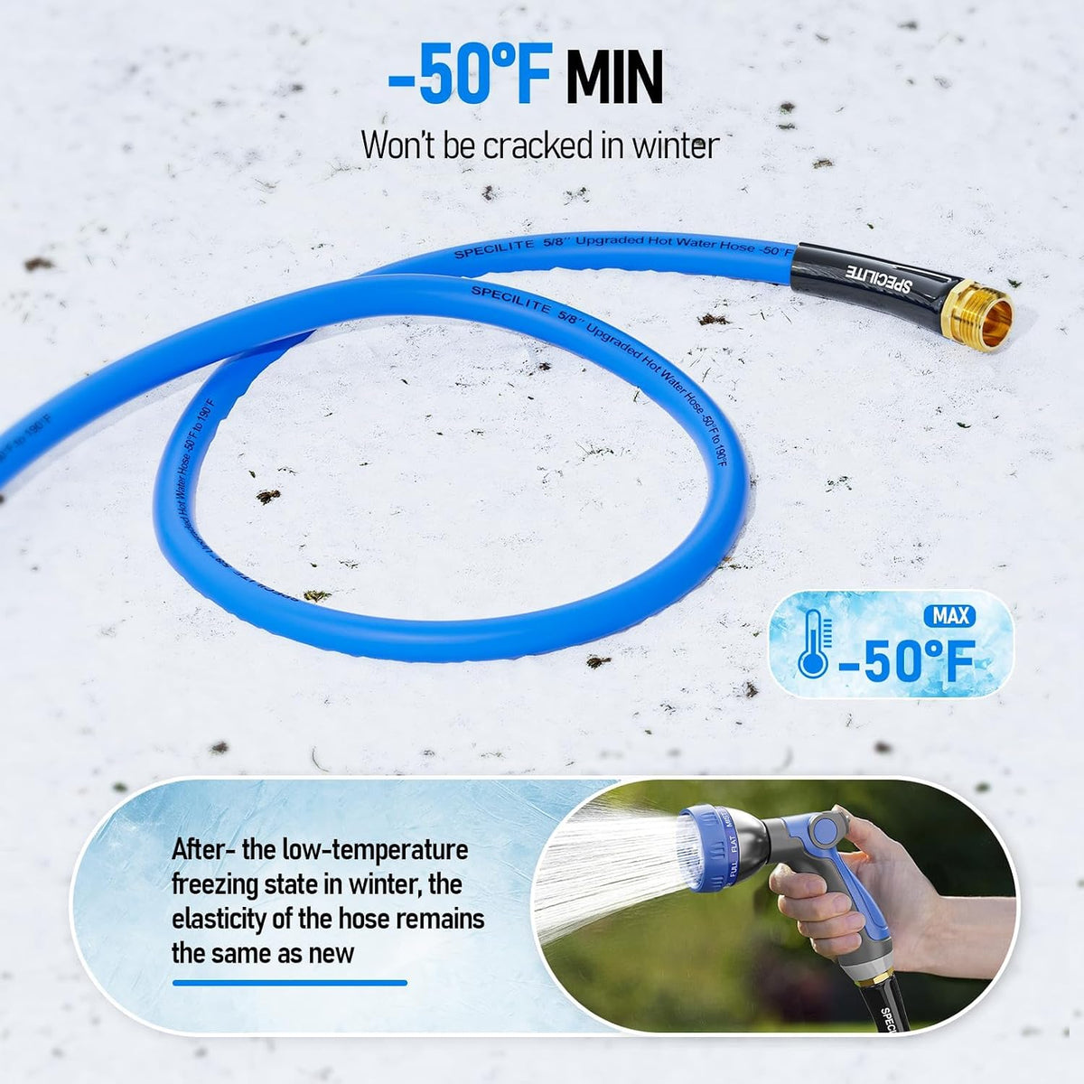 Retractable Garden Hose Reel with 5/8" 50ft Hot/Cold Water Pipe
