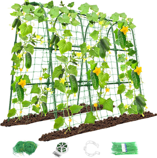 Cucumber Trellis for Raised Bed, U-Shape Garden Trellis for Climbing Plants Outdoor, Metal Arch Trellis for Vegetables, Plant Support for Tomato, Pea, Zucchini (47.2" L×30" W×47.2" H-Medium)