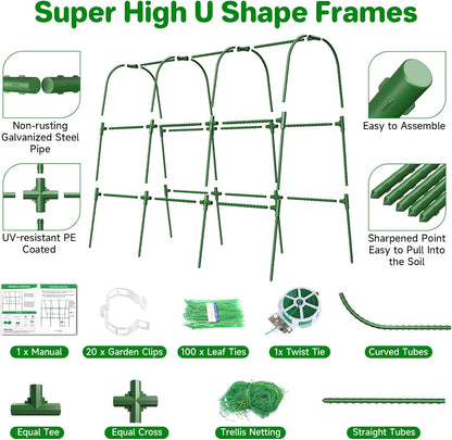 Cucumber Trellis for Raised Bed, U-Shape Garden Trellis for Climbing Plants Outdoor, Metal Arch Trellis for Vegetables, Plant Support for Tomato, Pea, Zucchini (47.2" L×30" W×47.2" H-Medium)