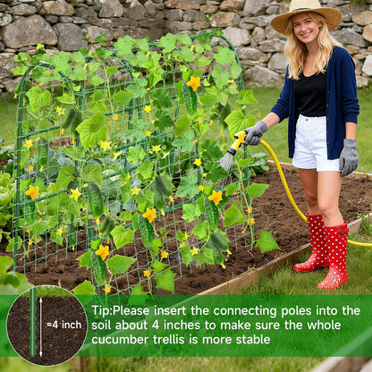 Cucumber Trellis for Raised Bed, U-Shape Garden Trellis for Climbing Plants Outdoor, Metal Arch Trellis for Vegetables, Plant Support for Tomato, Pea, Zucchini (47.2" L×30" W×47.2" H-Medium)
