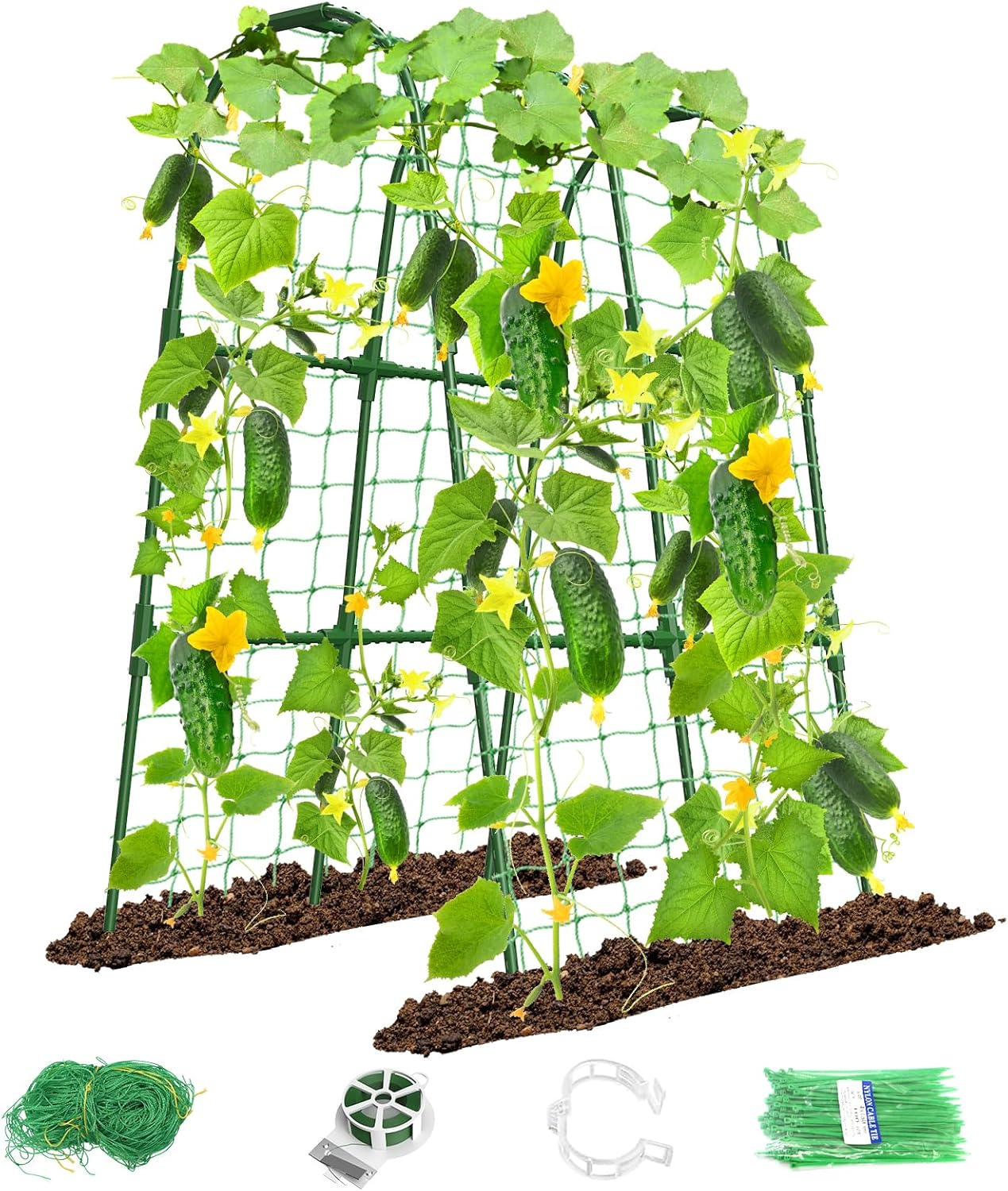 Cucumber Trellis for Raised Bed, U-Shape Garden Trellis for Climbing Plants Outdoor, Metal Arch Trellis for Vegetables, Plant Support for Tomato, Pea, Zucchini (47.2" L×30" W×47.2" H-Medium)
