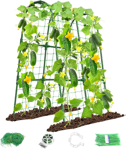 Cucumber Trellis for Raised Bed, U-Shape Garden Trellis for Climbing Plants Outdoor, Metal Arch Trellis for Vegetables, Plant Support for Tomato, Pea, Zucchini (47.2" L×30" W×47.2" H-Medium)