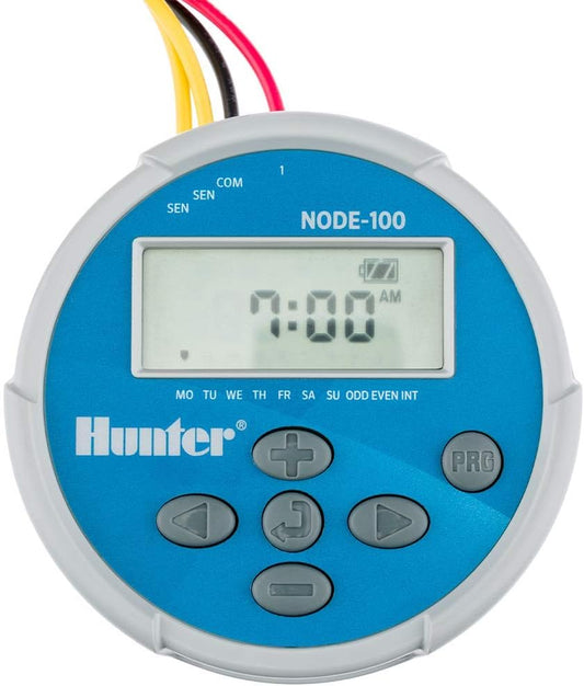 Hunter NODE-100 Battery Sprinkler Timer, 1 Zone Controller with Solenoid