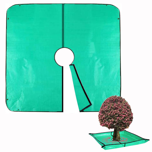 Landscape Pruning Tarp, 78.7“X78.7” Landscape Tarp for Trimming with 12 inch Hole, Pruning Trees Waterproof Tarp, with Corner Buckles, can Stand Up Fasten Around Trees and Shrubs