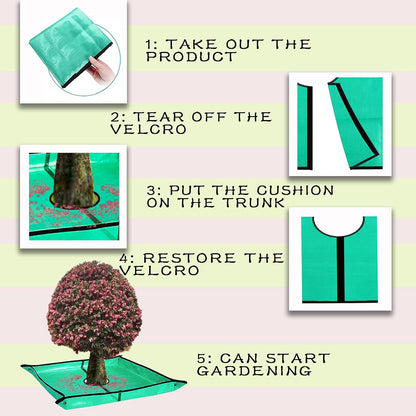 Landscape Pruning Tarp, 78.7“X78.7” Landscape Tarp for Trimming with 12 inch Hole, Pruning Trees Waterproof Tarp, with Corner Buckles, can Stand Up Fasten Around Trees and Shrubs