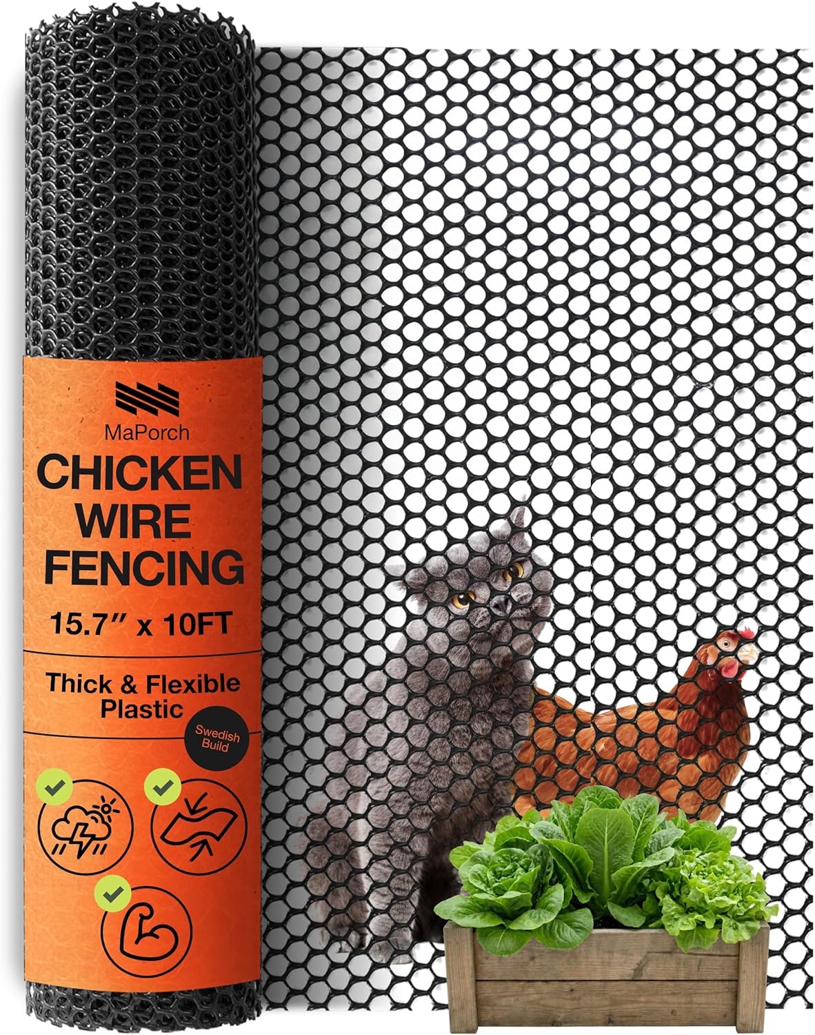 Plastic Chicken Wire Fencing, Garden Fence, Animal Barrier Mesh 1pk