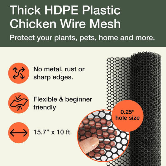 Plastic Chicken Wire Fencing, Garden Fence, Animal Barrier Mesh 1pk