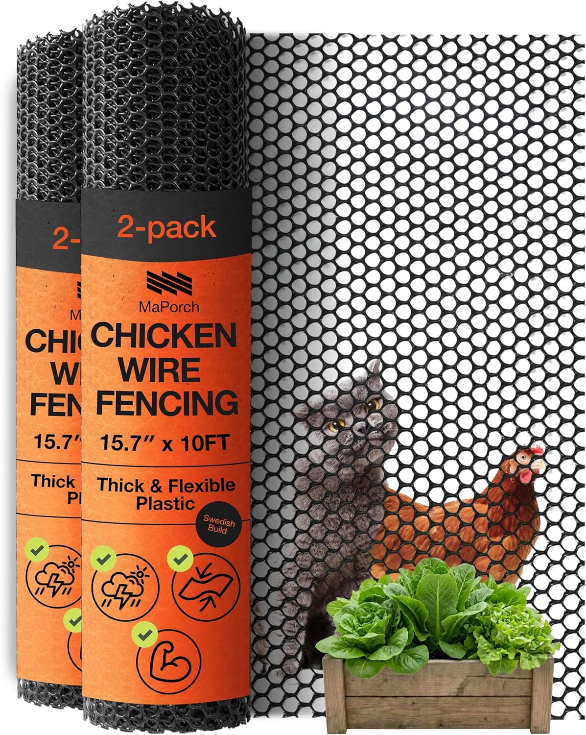 Plastic Chicken Wire Fencing, Garden Fence, Animal Barrier Mesh 1pk
