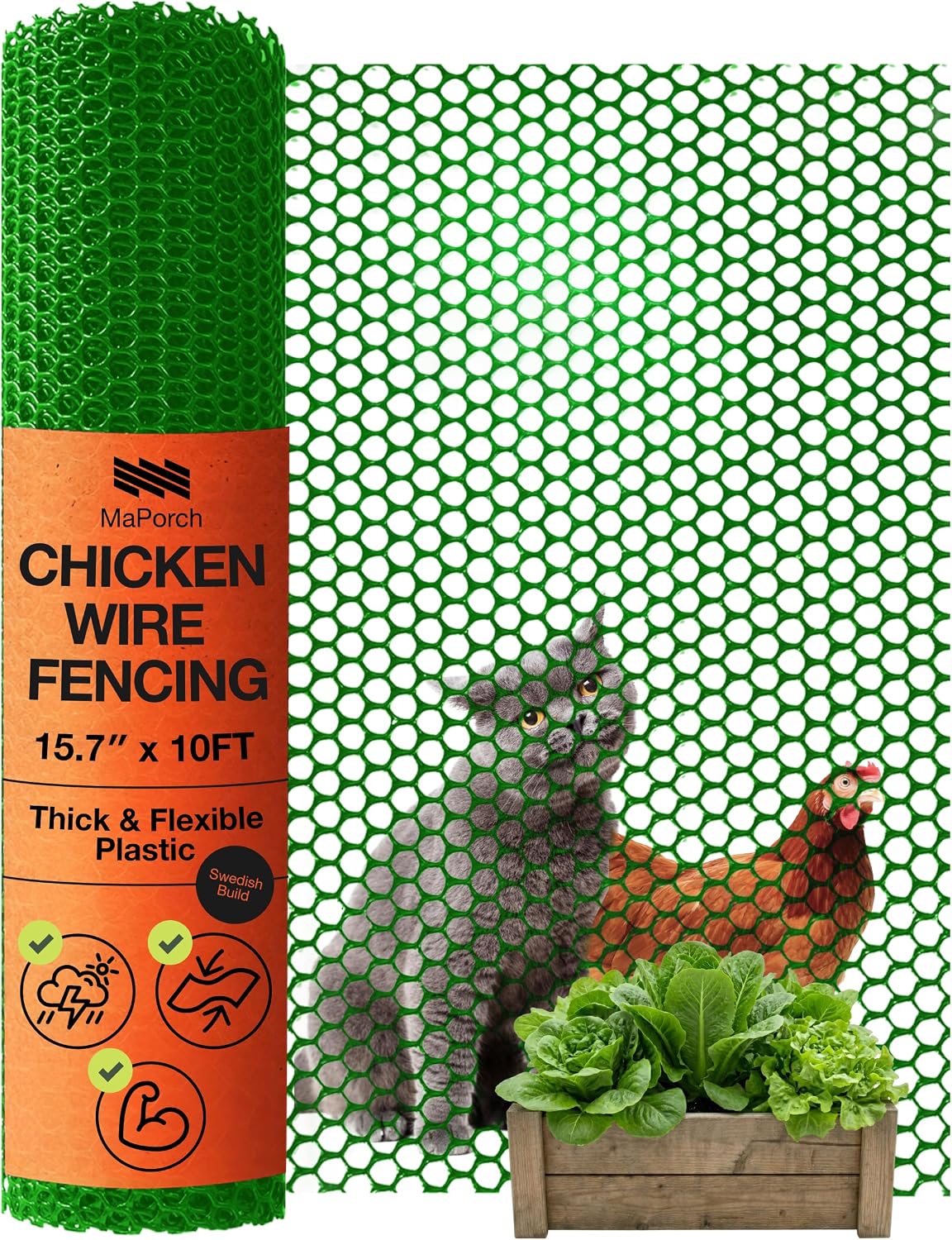 Plastic Chicken Wire Fencing, Garden Fence, Animal Barrier Mesh 1pk