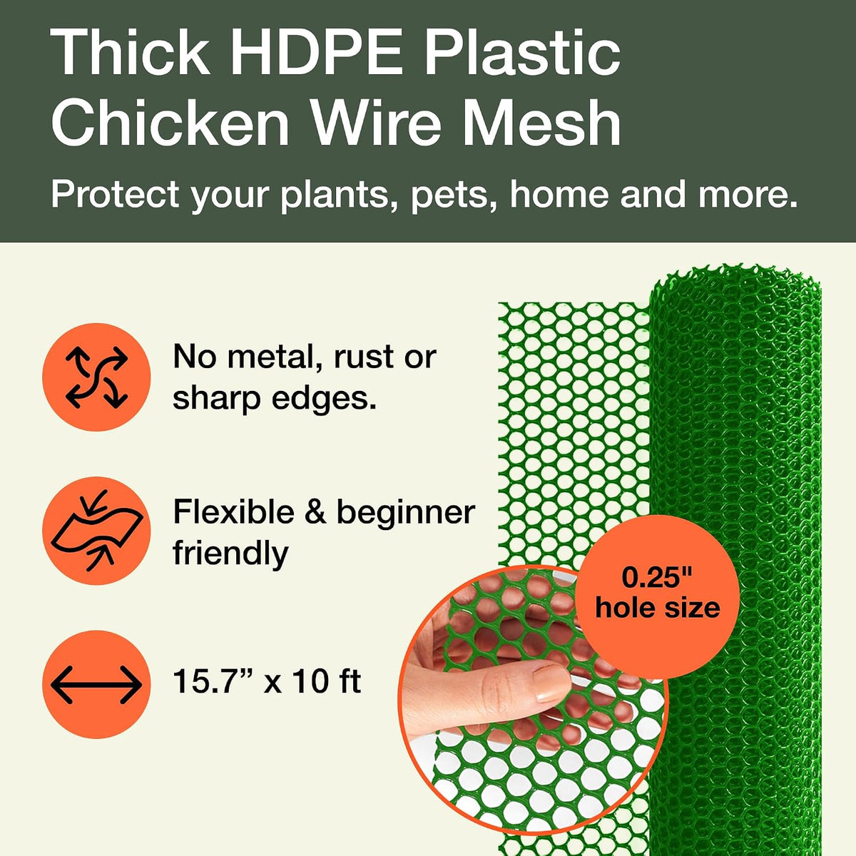 Plastic Chicken Wire Fencing, Garden Fence, Animal Barrier Mesh 1pk