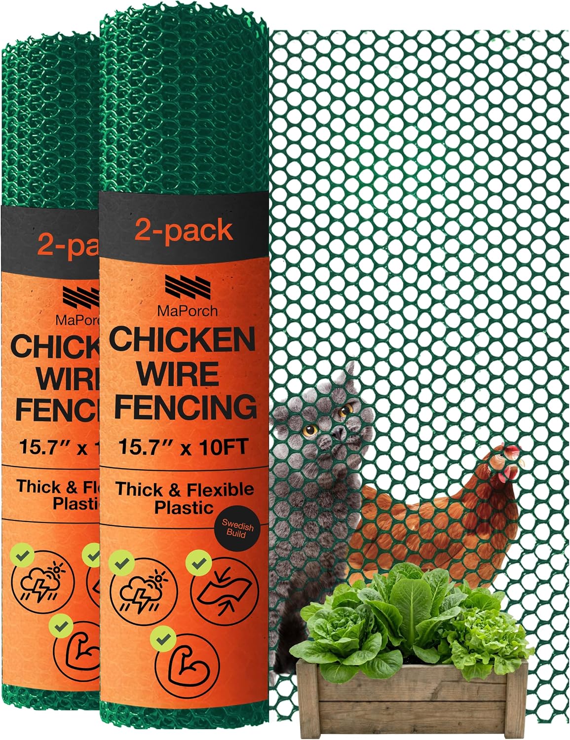 Plastic Chicken Wire Fencing, Garden Fence, Animal Barrier Mesh 1pk
