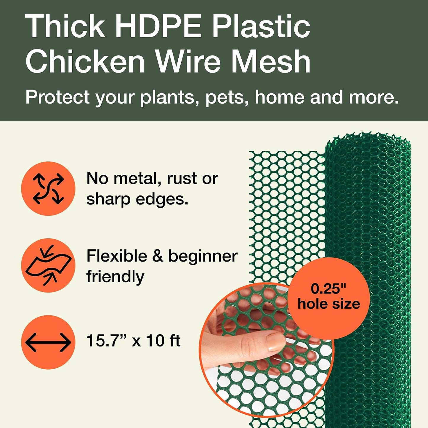 Plastic Chicken Wire Fencing, Garden Fence, Animal Barrier Mesh 1pk