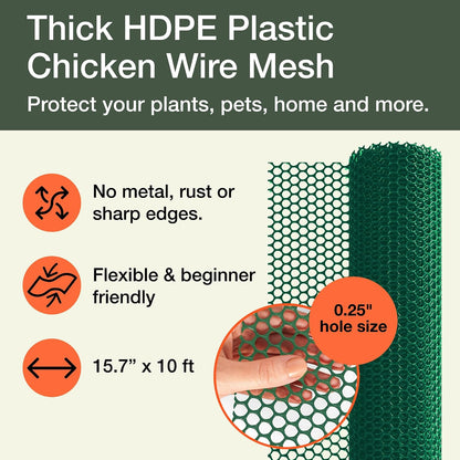 Plastic Chicken Wire Fencing, Garden Fence, Animal Barrier Mesh 1pk
