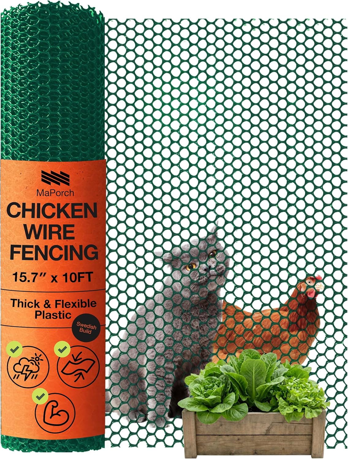 Plastic Chicken Wire Fencing, Garden Fence, Animal Barrier Mesh 1pk