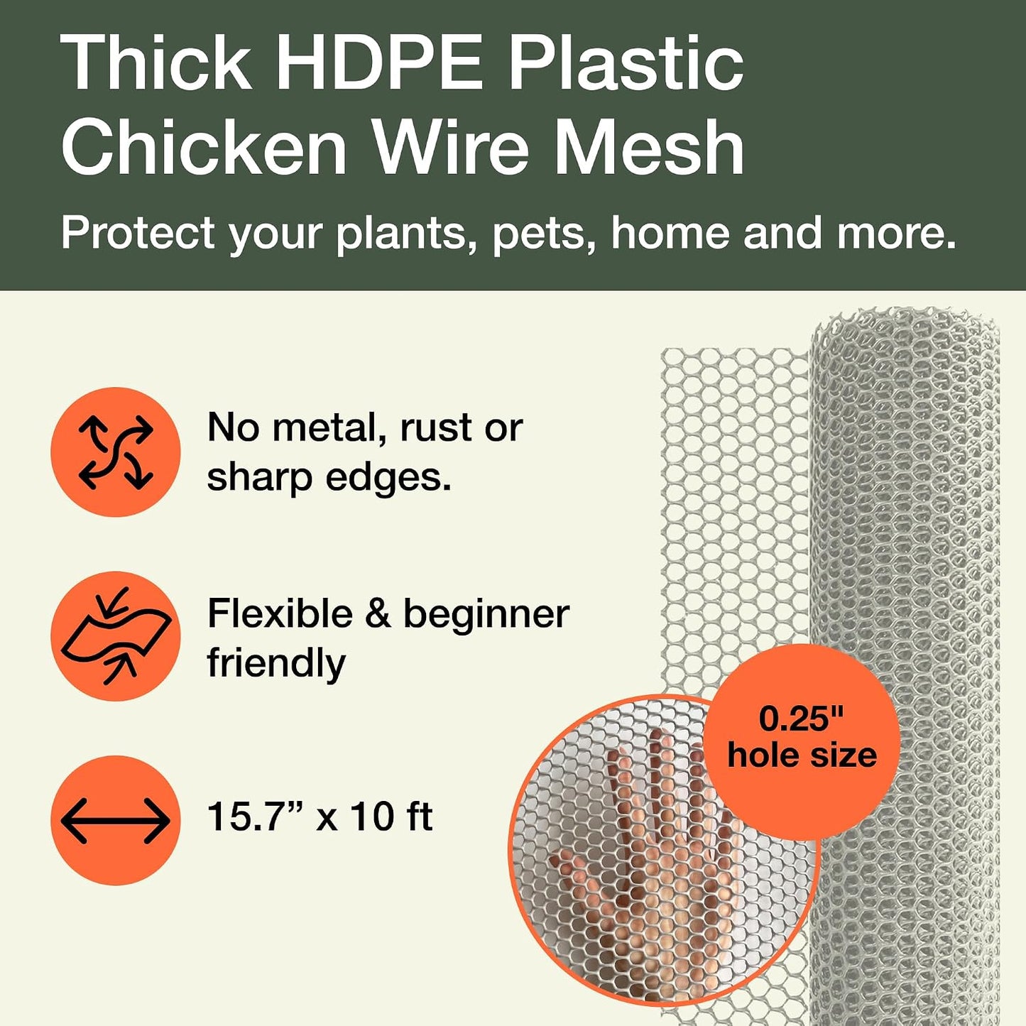 Plastic Chicken Wire Fencing, Garden Fence, Animal Barrier Mesh 1pk