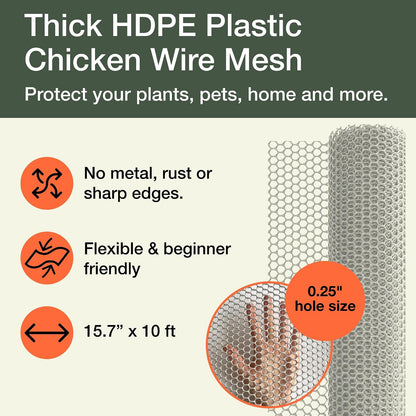 Plastic Chicken Wire Fencing, Garden Fence, Animal Barrier Mesh 1pk
