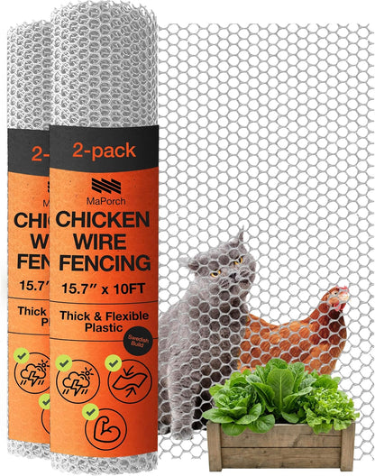 Plastic Chicken Wire Fencing, Garden Fence, Animal Barrier Mesh 1pk