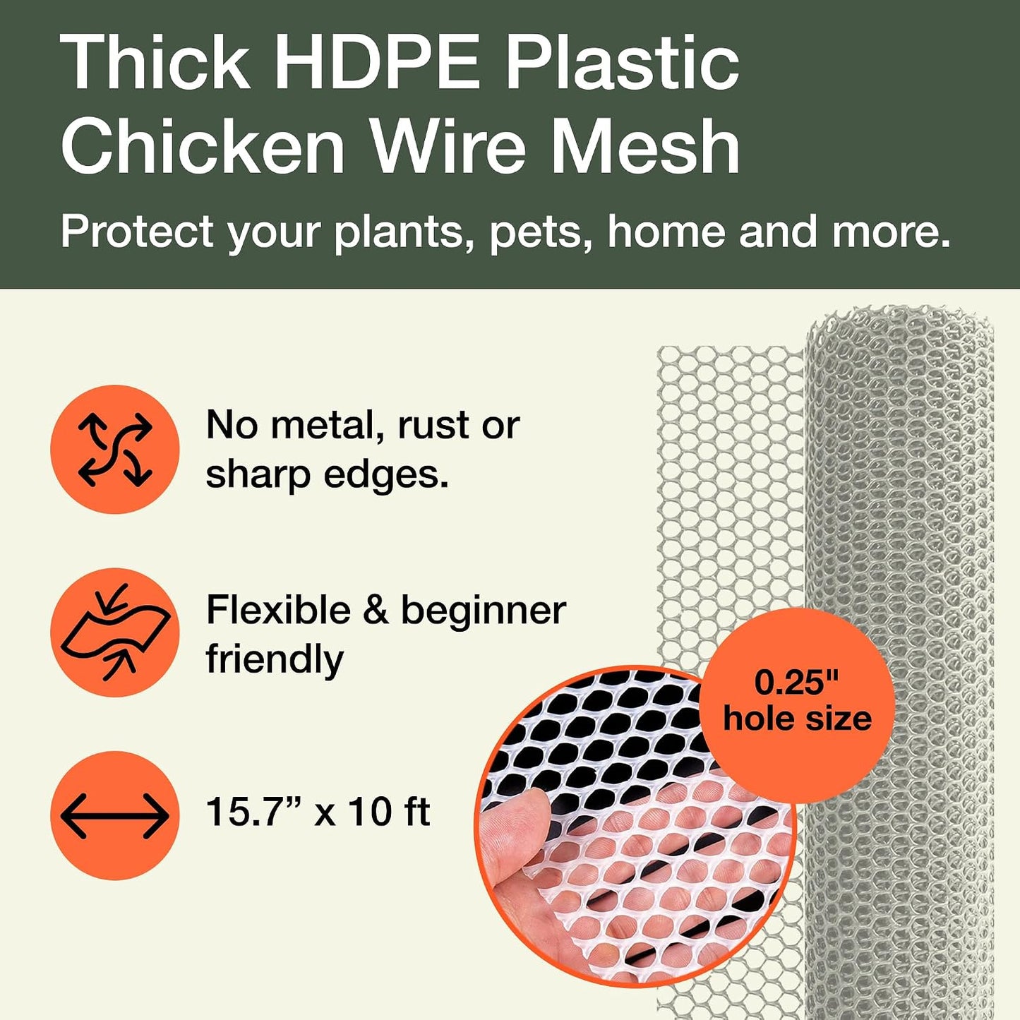 Plastic Chicken Wire Fencing, Garden Fence, Animal Barrier Mesh 1pk