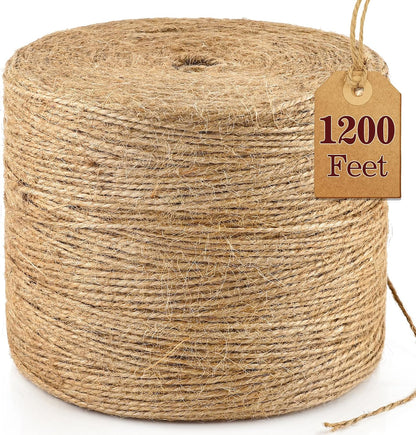 XSEINO 2400 Feet Natural Jute Twine Strong Garden Twine Rope for Arts Crafts Gift Wrapping Gardening Tomato Climbing Plant Tie Floristry Packing Decor