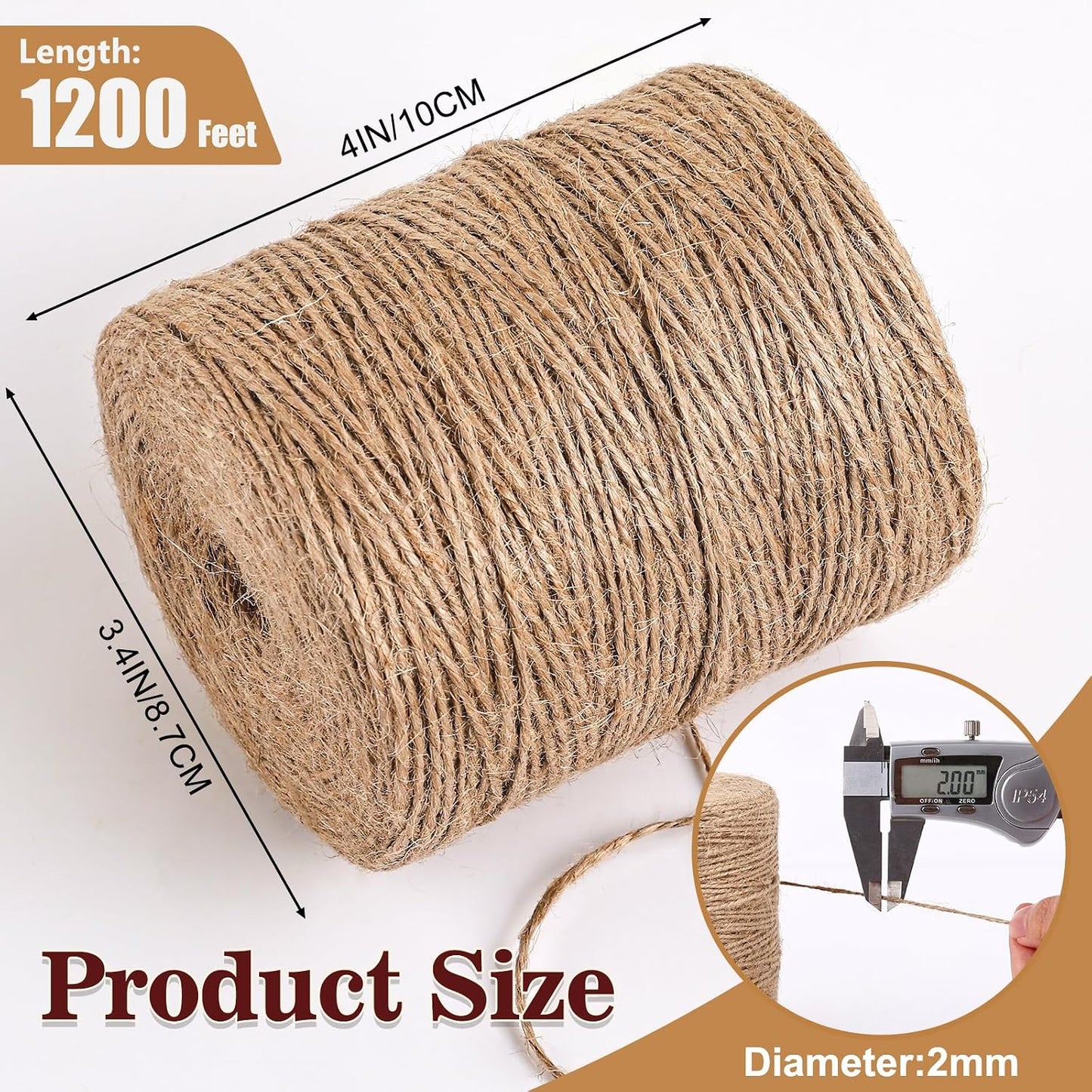 XSEINO 2400 Feet Natural Jute Twine Strong Garden Twine Rope for Arts Crafts Gift Wrapping Gardening Tomato Climbing Plant Tie Floristry Packing Decor