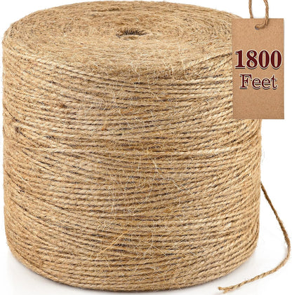 XSEINO 2400 Feet Natural Jute Twine Strong Garden Twine Rope for Arts Crafts Gift Wrapping Gardening Tomato Climbing Plant Tie Floristry Packing Decor