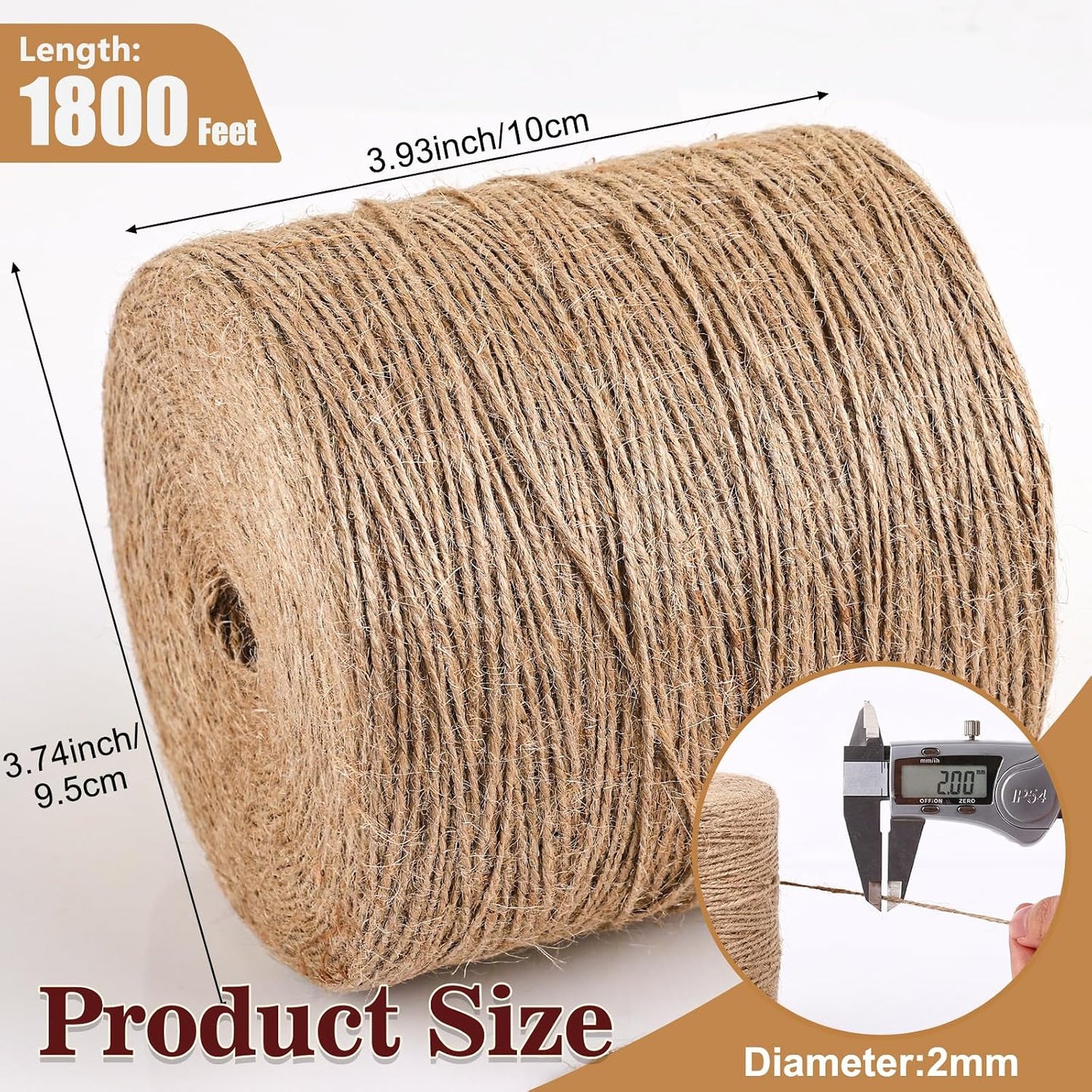 XSEINO 2400 Feet Natural Jute Twine Strong Garden Twine Rope for Arts Crafts Gift Wrapping Gardening Tomato Climbing Plant Tie Floristry Packing Decor