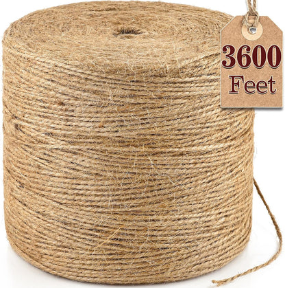 XSEINO 2400 Feet Natural Jute Twine Strong Garden Twine Rope for Arts Crafts Gift Wrapping Gardening Tomato Climbing Plant Tie Floristry Packing Decor