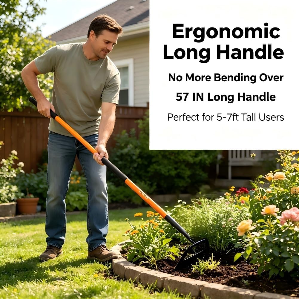 Sharp Garden Hoe – Pre-Sharpened Heavy Duty Weeding Hoe with 57" Fiberglass Handle, 8.3" Wide Blade for Effortless Cutting, Gardening, Farm & Field
