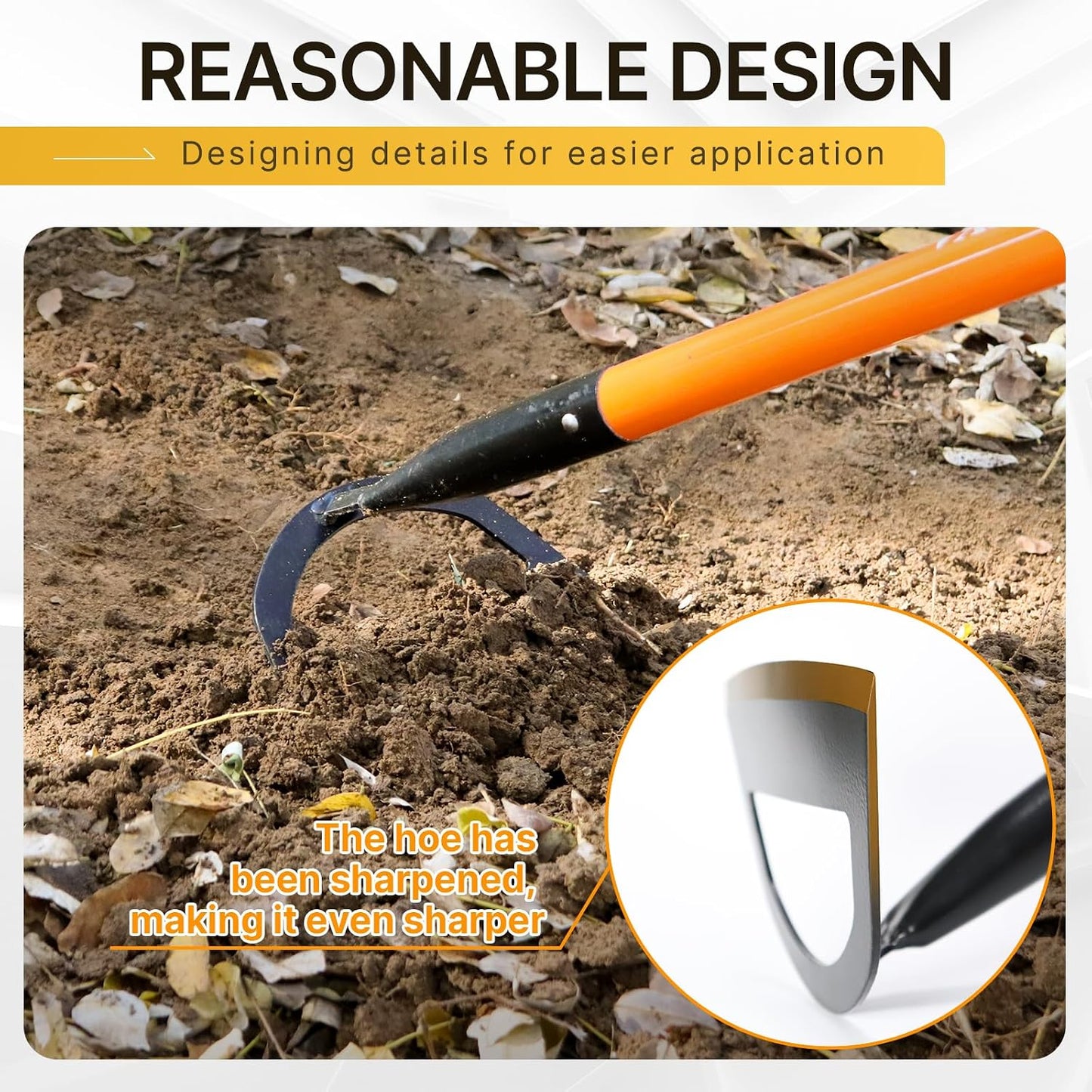 Sharp Garden Hoe – Pre-Sharpened Heavy Duty Weeding Hoe with 57" Fiberglass Handle, 8.3" Wide Blade for Effortless Cutting, Gardening, Farm & Field