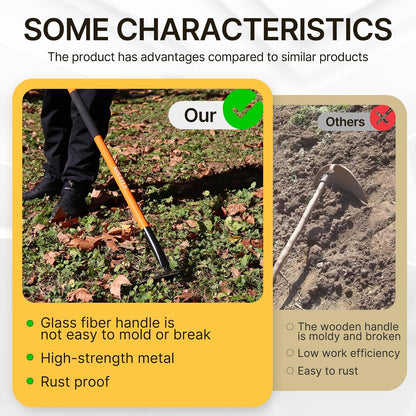 Sharp Garden Hoe – Pre-Sharpened Heavy Duty Weeding Hoe with 57" Fiberglass Handle, 8.3" Wide Blade for Effortless Cutting, Gardening, Farm & Field