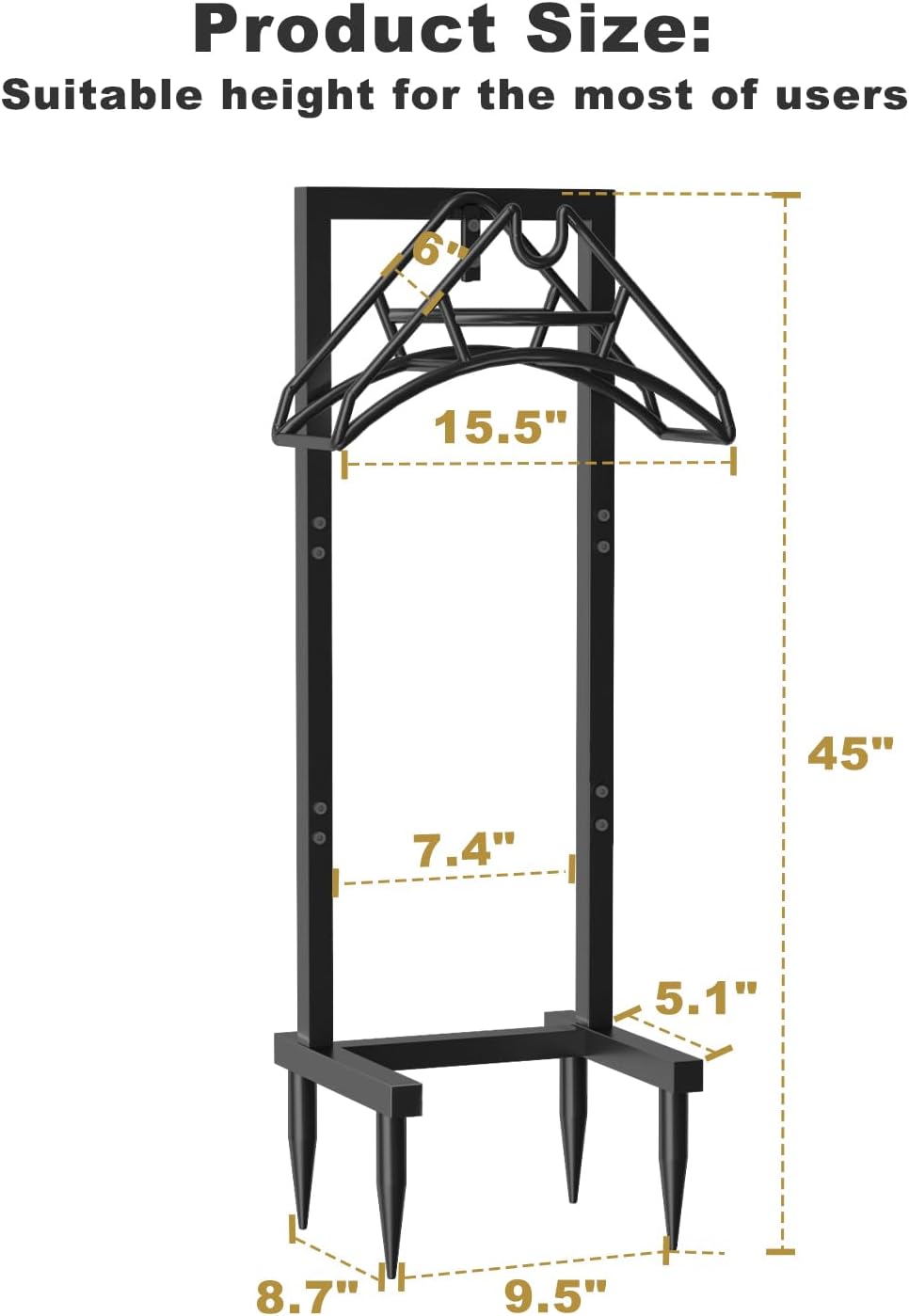 Outdoor Garden Hose Holder Freestanding with Brass Faucet And 4 Spikes, Heavy Duty Metal Water Hose Reel Stand Hanger Rack Organizer Holds Storage 150ft Hose for Outside Yard Lawn, Black