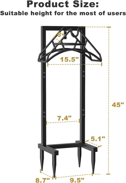 Outdoor Garden Hose Holder Freestanding with Brass Faucet And 4 Spikes, Heavy Duty Metal Water Hose Reel Stand Hanger Rack Organizer Holds Storage 150ft Hose for Outside Yard Lawn, Black