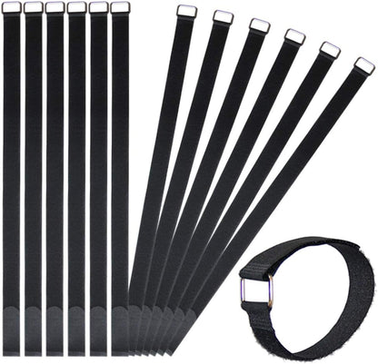 24 inch Hook and Loop Cable Strap - Reusable Fastening Strap - 12 PACK 1 inch Wide Nylon Cable Cinch Wrap