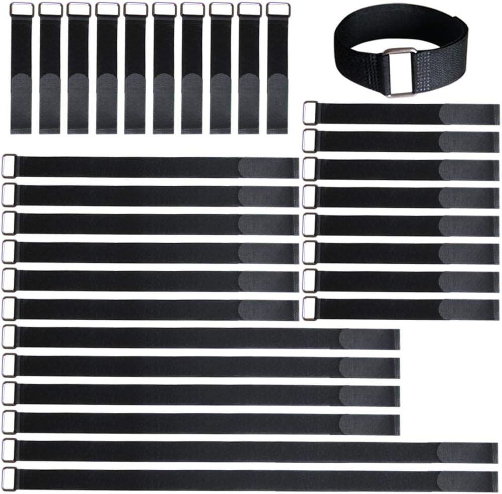 24 inch Hook and Loop Cable Strap - Reusable Fastening Strap - 12 PACK 1 inch Wide Nylon Cable Cinch Wrap