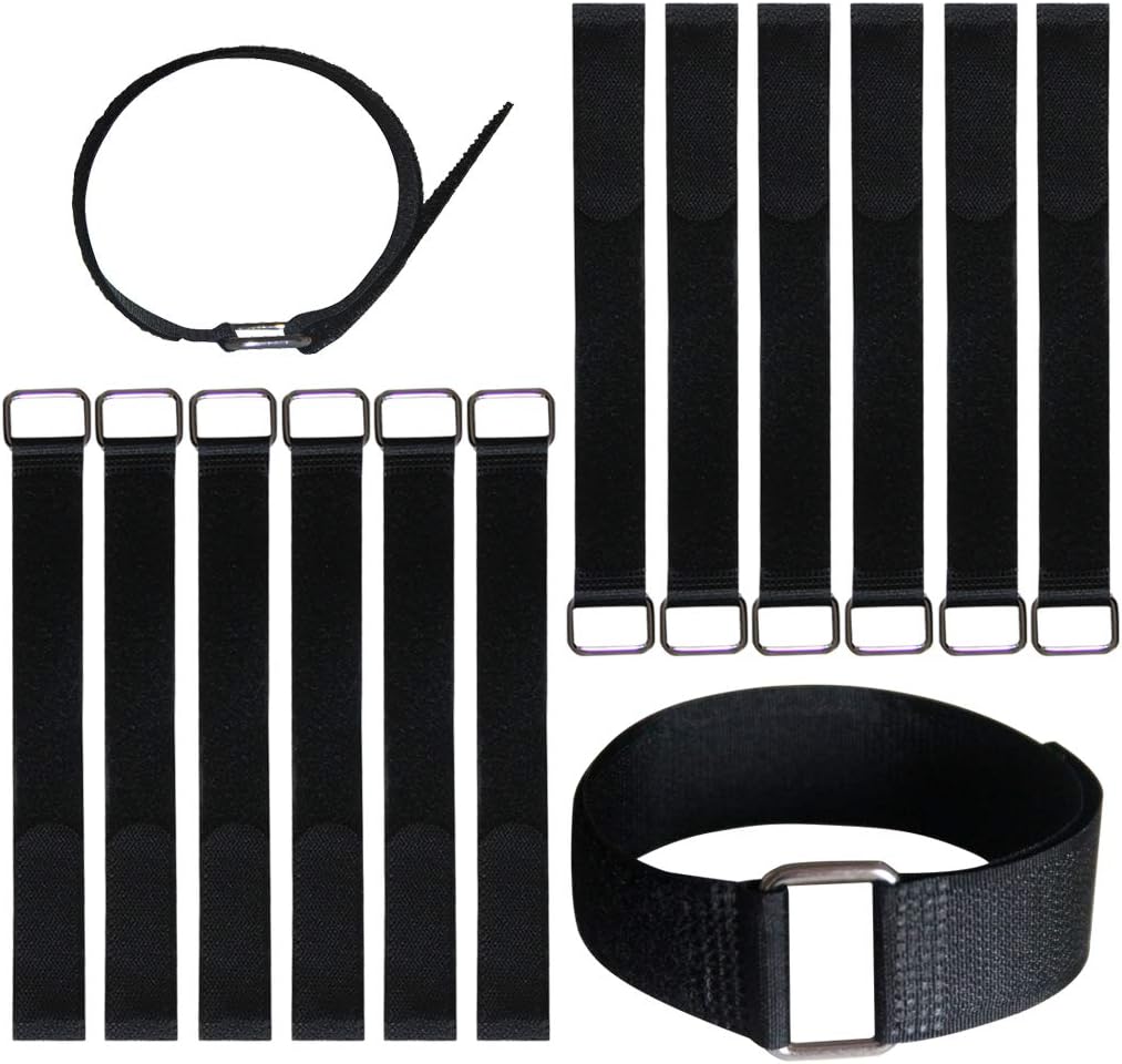 24 inch Hook and Loop Cable Strap - Reusable Fastening Strap - 12 PACK 1 inch Wide Nylon Cable Cinch Wrap