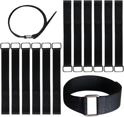 24 inch Hook and Loop Cable Strap - Reusable Fastening Strap - 12 PACK 1 inch Wide Nylon Cable Cinch Wrap
