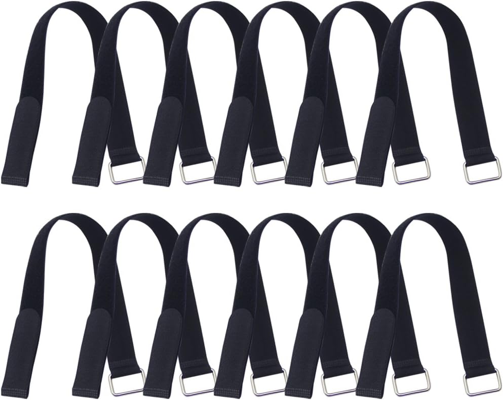 24 inch Hook and Loop Cable Strap - Reusable Fastening Strap - 12 PACK 1 inch Wide Nylon Cable Cinch Wrap