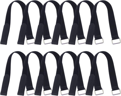 24 inch Hook and Loop Cable Strap - Reusable Fastening Strap - 12 PACK 1 inch Wide Nylon Cable Cinch Wrap