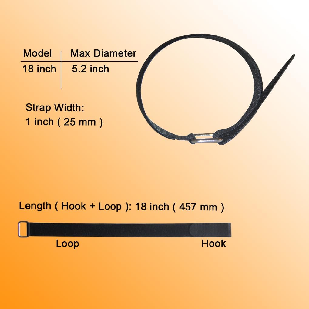 24 inch Hook and Loop Cable Strap - Reusable Fastening Strap - 12 PACK 1 inch Wide Nylon Cable Cinch Wrap