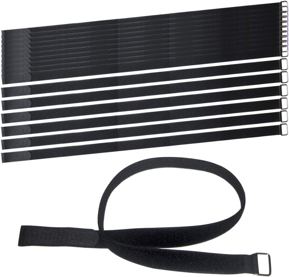 24 inch Hook and Loop Cable Strap - Reusable Fastening Strap - 12 PACK 1 inch Wide Nylon Cable Cinch Wrap