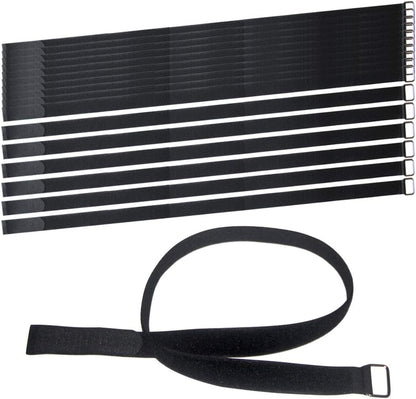 24 inch Hook and Loop Cable Strap - Reusable Fastening Strap - 12 PACK 1 inch Wide Nylon Cable Cinch Wrap